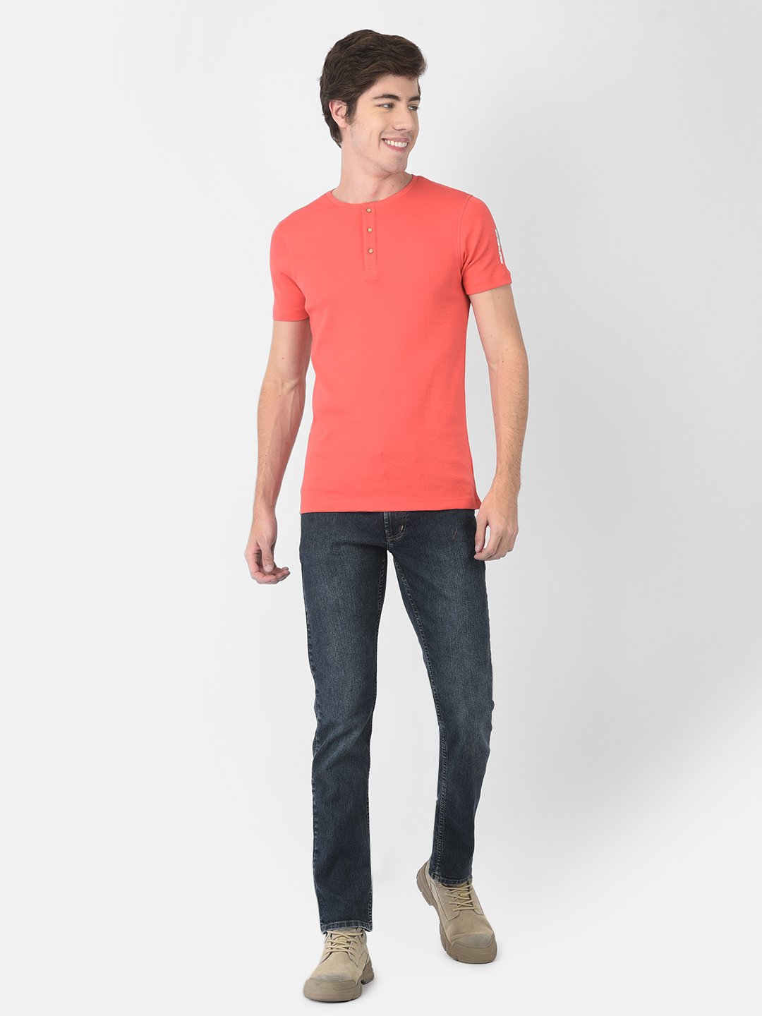 Numero Uno Men Solid Orange T-Shirt